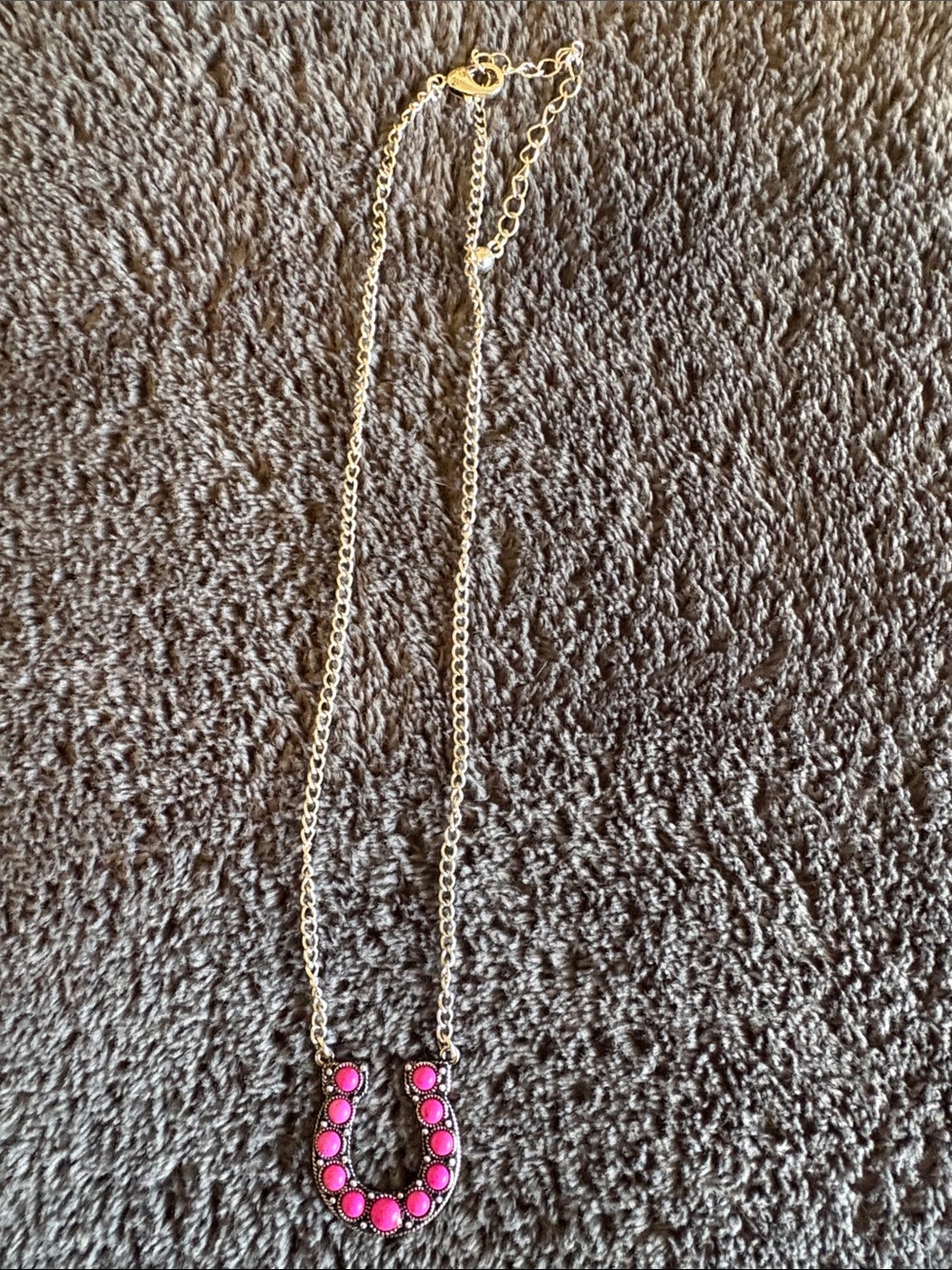 Pink Horseshoe Pendant Necklace - Women Jewelry